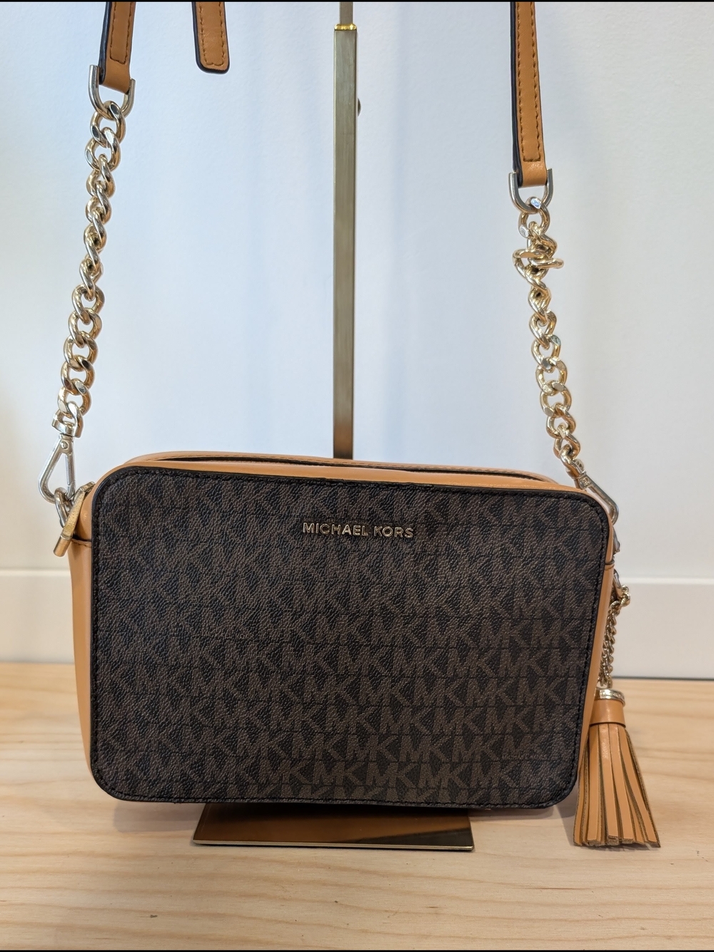 Michael Kors Brown Logo Camera Crossbody Bag